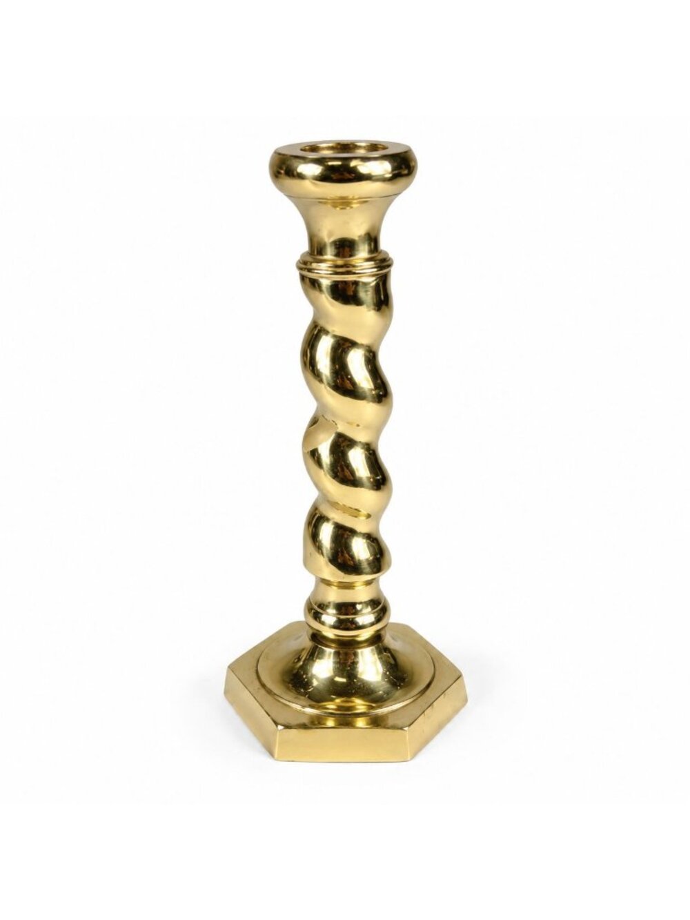 Brass Candlestick Barley Twist Spiral Twisted Andrea by Sadek Candle Holder Tabl